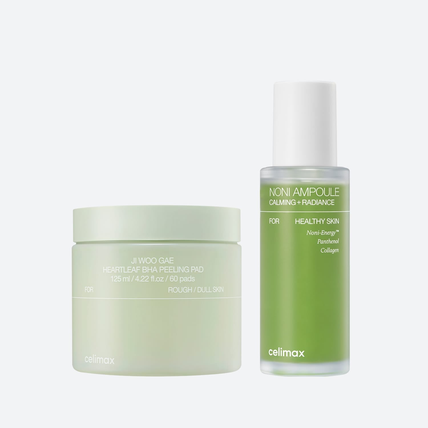 The Real Noni Energy Ampoule & Ji Woo Gae Heartleaf BHA Peeling Pad Set